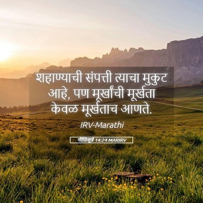 Picture 05 - नीतिसूत्रे 14:24 MARIRV - शहाण्याची संपत्ती - Bible Verse Picture