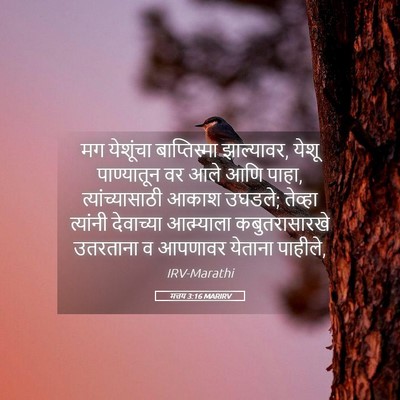 Picture 05 - मत्तय 3:16 MARIRV - मग येशूंचा - Bible Verse Picture