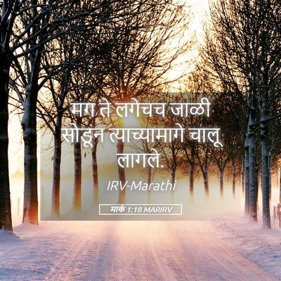 Picture 05 - मार्क 1:18 MARIRV - मग ते लगेचच जाळी - Bible Verse Picture