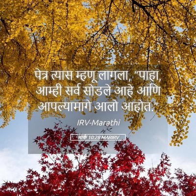 Picture 05 - मार्क 10:28 MARIRV - पेत्र त्यास म्हणू - Bible Verse Picture