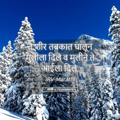 Picture 05 - मार्क 6:28 MARIRV - ते शीर तबकात घालून - Bible Verse Picture