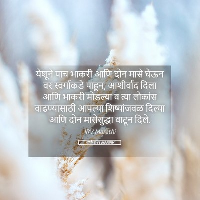 Picture 05 - मार्क 6:41 MARIRV - येशूने पाच भाकरी - Bible Verse Picture