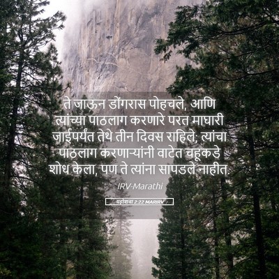 Picture 05 - यहोशवा 2:22 MARIRV - ते जाऊन डोंगरास - Bible Verse Picture