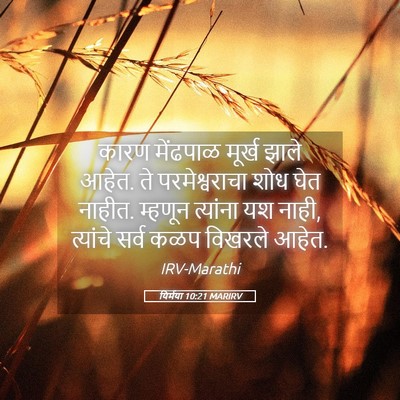 Picture 05 - यिर्मया 10:21 MARIRV - कारण मेंढपाळ - Bible Verse Picture