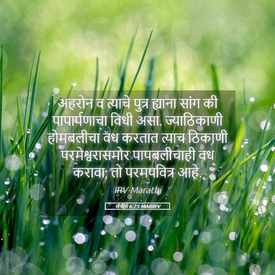 Picture 05 - लेवीय 6:25 MARIRV - अहरोन व त्याचे - Bible Verse Picture
