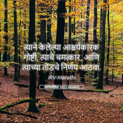 Picture 05 - स्तोत्रसंहिता 105:5 MARIRV - त्याने केलेल्या - Bible Verse Picture