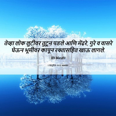 Picture 06 - 1 शमुवेल 14:32 MARIRV - तेव्हा लोक लुटीवर - Bible Verse Picture