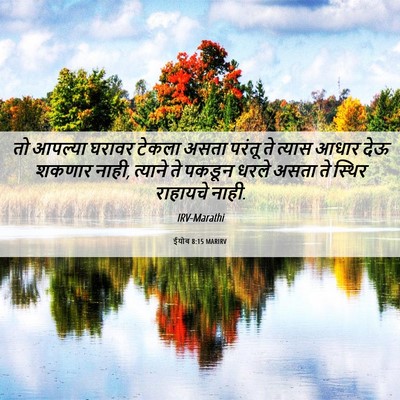 Picture 06 - ईयोब 8:15 MARIRV - तो आपल्या घरावर - Bible Verse Picture