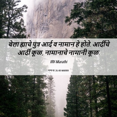 Picture 06 - गणना 26:40 MARIRV - बेला ह्याचे पुत्र - Bible Verse Picture