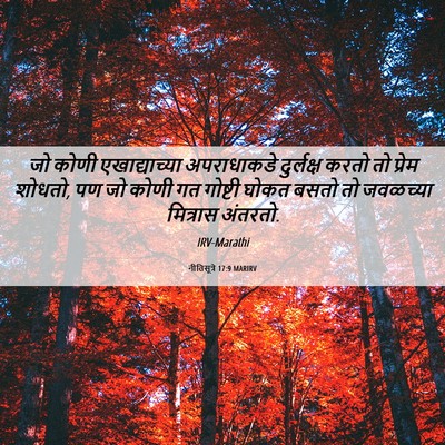 Picture 06 - नीतिसूत्रे 17:9 MARIRV - जो कोणी - Bible Verse Picture