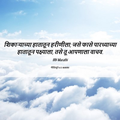 Picture 06 - नीतिसूत्रे 6:5 MARIRV - शिकाऱ्याच्या - Bible Verse Picture