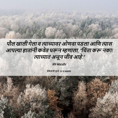 Picture 06 - प्रेषितांचीं कृत्यें 20:10 MARIRV - पौल खाली गेला व - Bible Verse Picture