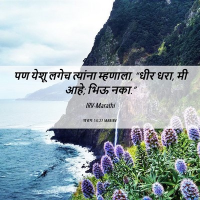 Picture 06 - मत्तय 14:27 MARIRV - पण येशू लगेच - Bible Verse Picture