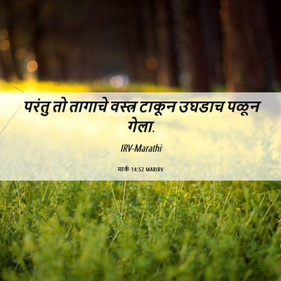 Picture 06 - मार्क 14:52 MARIRV - परंतु तो तागाचे - Bible Verse Picture
