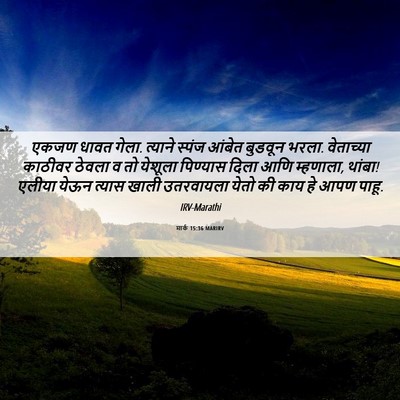 Picture 06 - मार्क 15:36 MARIRV - एकजण धावत गेला. - Bible Verse Picture