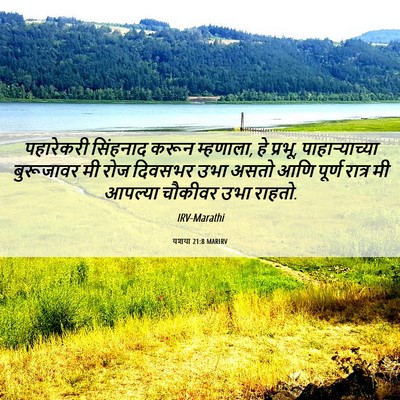 Picture 06 - यशया 21:8 MARIRV - पहारेकरी सिंहनाद - Bible Verse Picture