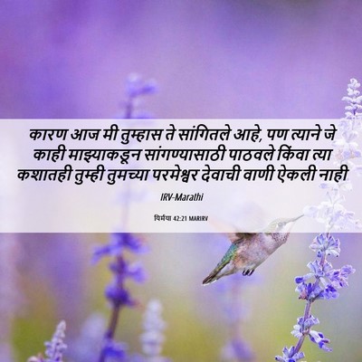 Picture 06 - यिर्मया 42:21 MARIRV - कारण आज मी तुम्हास - Bible Verse Picture