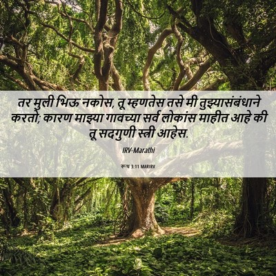 Picture 06 - रूथ 3:11 MARIRV - तर मुली भिऊ नकोस, - Bible Verse Picture