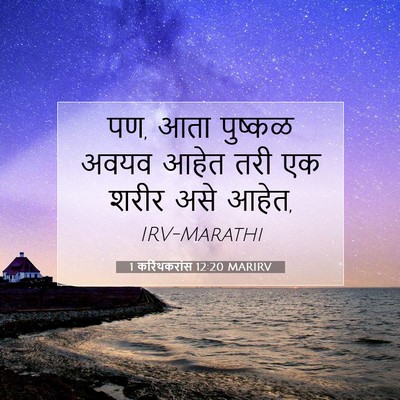 Picture 07 - 1 करिंथकरांस 12:20 MARIRV - पण, आता पुष्कळ अवयव - Bible Verse Picture