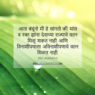 Picture 07 - 1 करिंथकरांस 15:50 MARIRV - आता बंधूंनो मी हे - Bible Verse Picture