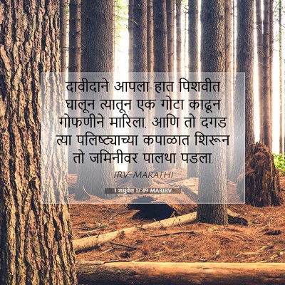 Picture 07 - 1 शमुवेल 17:49 MARIRV - दावीदाने आपला हात - Bible Verse Picture