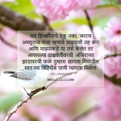 Picture 07 - 2 राजे 18:31 MARIRV - पण हिज्कीयाचे ऐकू - Bible Verse Picture
