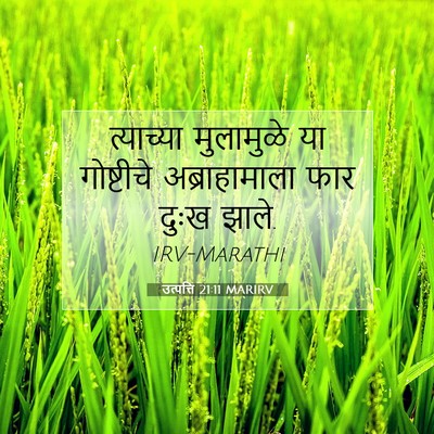 Picture 07 - उत्पत्ति 21:11 MARIRV - त्याच्या मुलामुळे - Bible Verse Picture