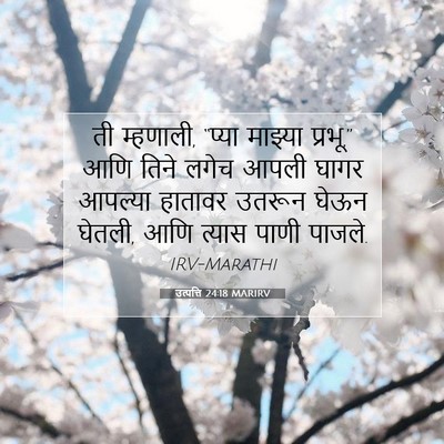 Picture 07 - उत्पत्ति 24:18 MARIRV - ती म्हणाली, “प्या - Bible Verse Picture