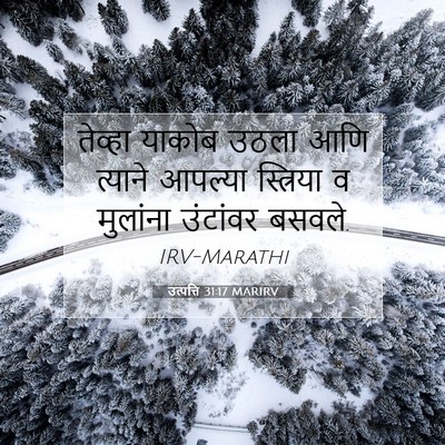 Picture 07 - उत्पत्ति 31:17 MARIRV - तेव्हा याकोब उठला - Bible Verse Picture