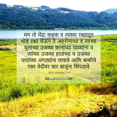 Picture 07 - निर्गम 29:20 MARIRV - मग तो मेंढा वधावा व - Bible Verse Picture