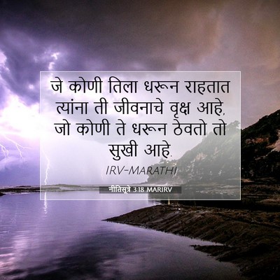 Picture 07 - नीतिसूत्रे 3:18 MARIRV - जे कोणी तिला धरून - Bible Verse Picture