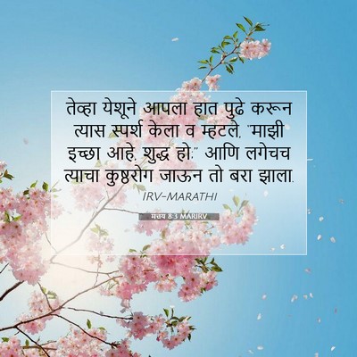 Picture 07 - मत्तय 8:3 MARIRV - तेव्हा येशूने - Bible Verse Picture