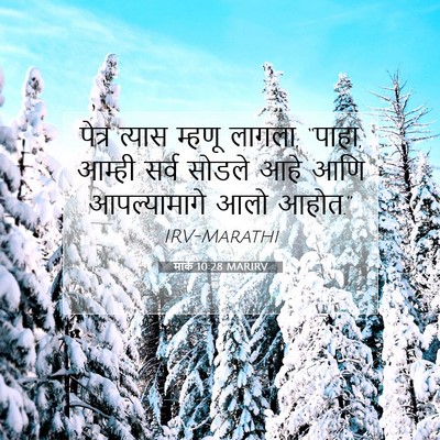 Picture 07 - मार्क 10:28 MARIRV - पेत्र त्यास म्हणू - Bible Verse Picture