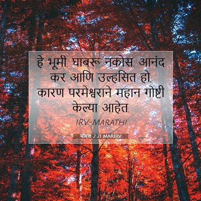 Picture 07 - योएल 2:21 MARIRV - हे भूमी, घाबरू - Bible Verse Picture