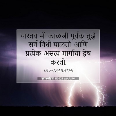 Picture 07 - स्तोत्रसंहिता 119:128 MARIRV - यास्तव मी काळजी - Bible Verse Picture