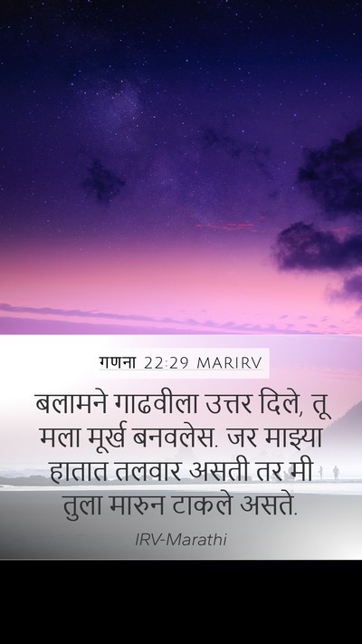 गणना 22:29 MARIRV Mobile Phone Wallpaper - बलामने गाढवीला - Mobile Bible Verse Wallpaper
