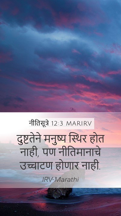 नीतिसूत्रे 12:3 MARIRV Mobile Phone Wallpaper - दुष्टतेने मनुष्य - Mobile Bible Verse Wallpaper