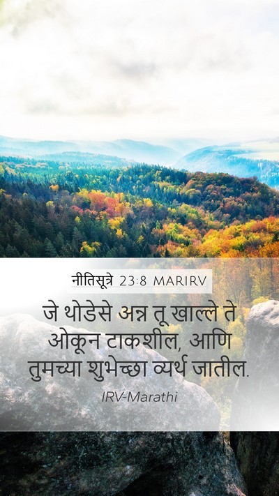 नीतिसूत्रे 23:8 MARIRV Mobile Phone Wallpaper - जे थोडेसे अन्न तू - Mobile Bible Verse Wallpaper